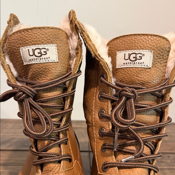 UGG Tan and Black Lace-Up Boots - Picture 6 of 7